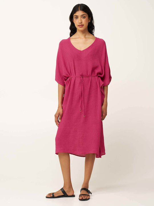 Sommer Midi Kobi­ne­zón Damen­kleid Fuchsie Peony