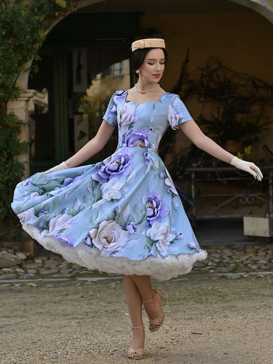 Vintage Summer Midi Dress for Wedding Christening Floral