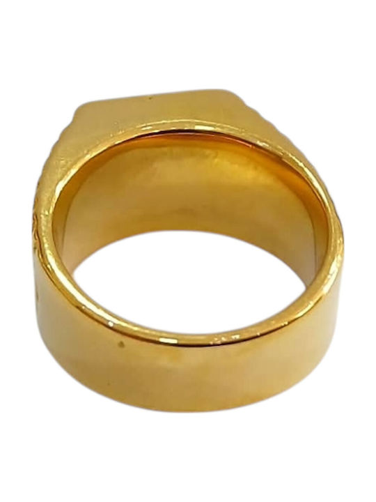 Kalliopi Silver Ανδρικό Δαχτυλίδι με Πέτρες από Ατσάλι Επιχρυσωμένο