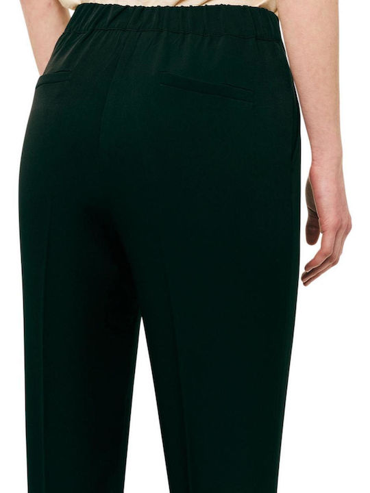 Damen Krepp Hose mit Gummiband Schwarz