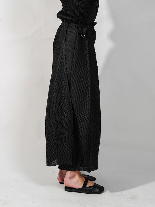 Damen Hochbund Pantaloons mit Gummiband in Lose Passform Schwarz