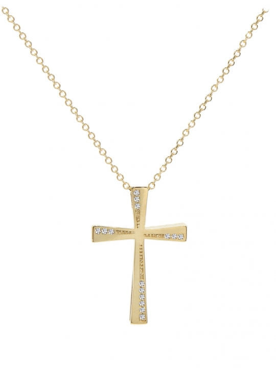 Polytimo Women's 14K Gold Double Sided Cross with Chain
