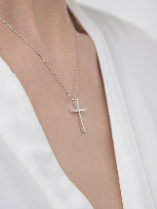 Kritsimis Women's White Gold Cross 18K with Chain