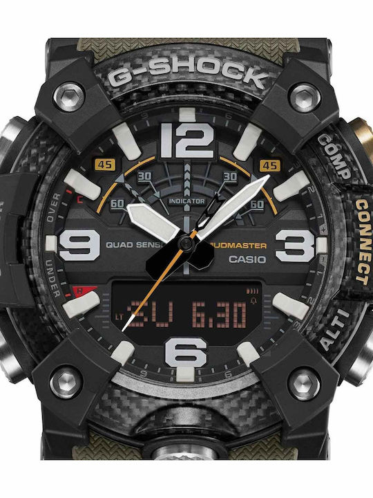 Casio Master G Mudmaster Digital Men's Watch Chronograph Battery with Brown Rubber Strap