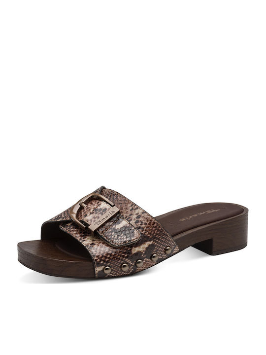 Deri Damen Flache Sandalen Braun