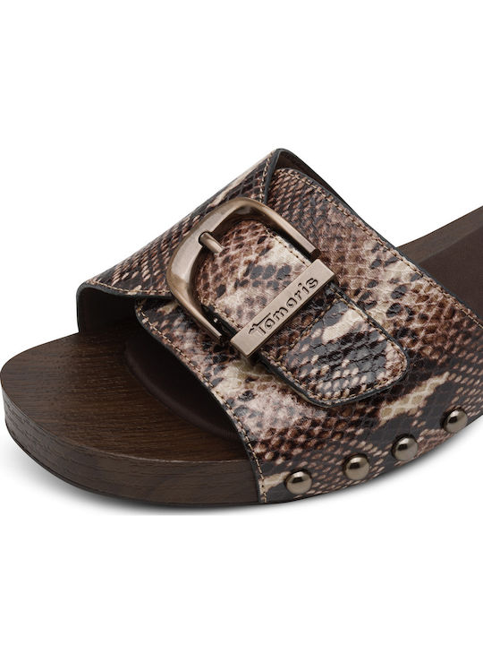 Deri Damen Flache Sandalen Braun