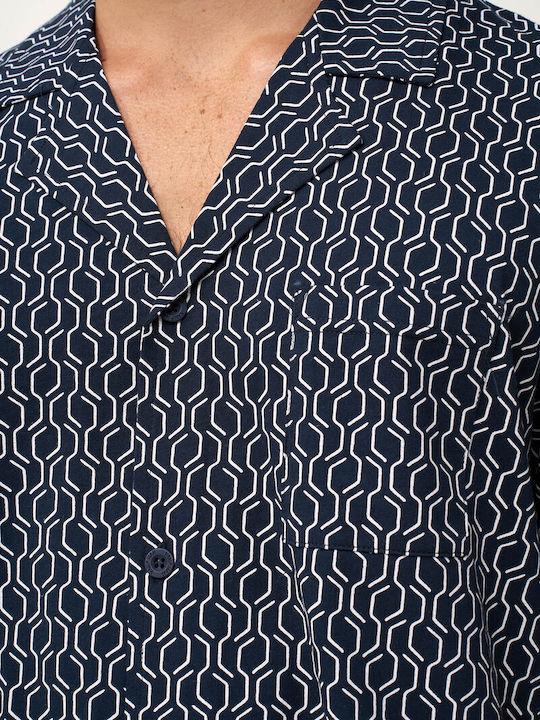 Vamp Sommer Herrenpyjama Baumwollene Blau