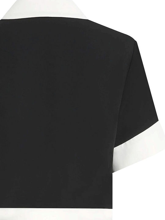 Long Sleeve Women's Shirt Black-Ecru