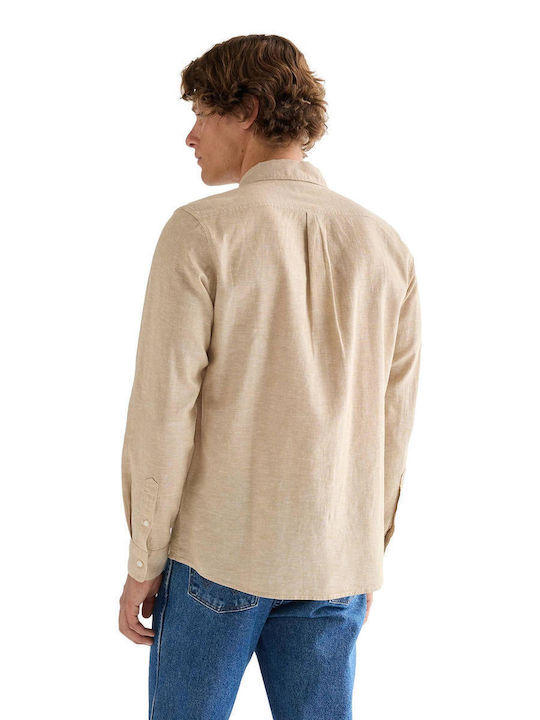 Shirt Long Sleeve Linen Shirt Beige