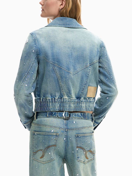Long Women's Jean Jacket Light Blue