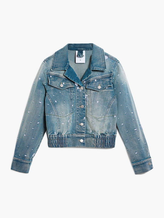 Long Women's Jean Jacket Light Blue