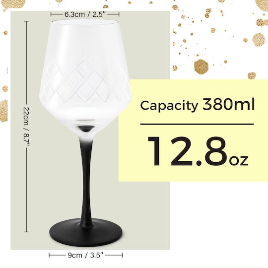 Miamio Set Pahare Pentru Vin Alb și Vin Roșu Din Sticlă Pahare Cu Picior 380ml 4 Bucăți