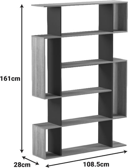 Bibliotecă Mito Antracit - Sonoma 108.5x25x161cm