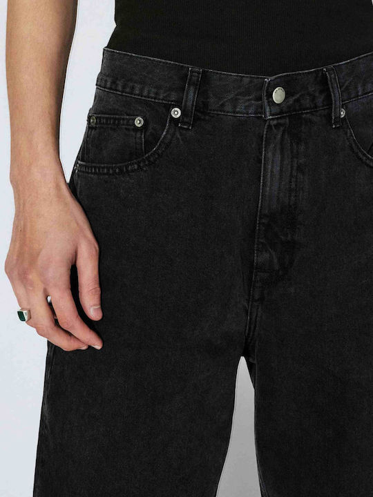 Pantaloni Scurți Bărbați Denim Uzat Negru