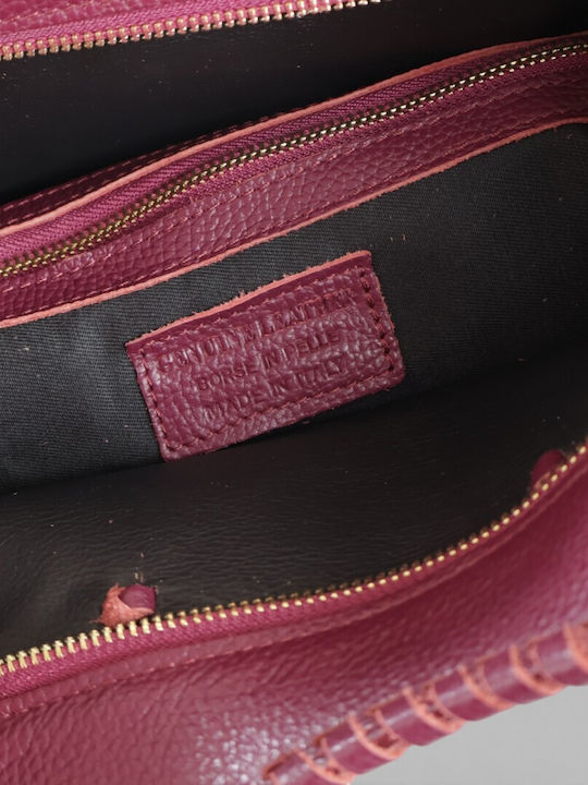 Leather Women's Tote Handbag Burgundy