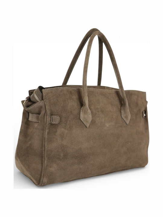 Δερμάτινη Γυναικεία Τσάντα Tote Χειρός Taupe