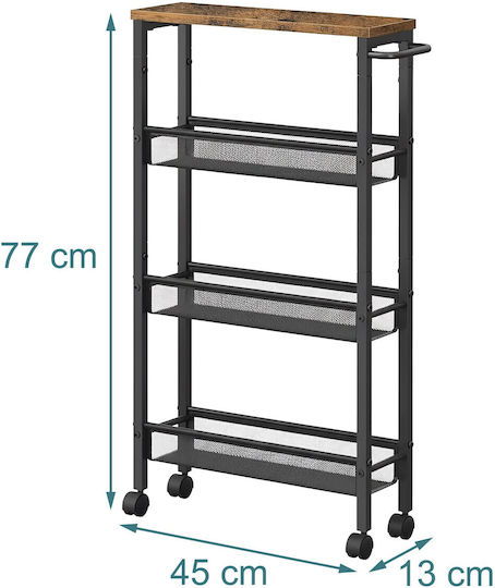 Relaxdays Relaxdays Lebensmittelregal Metallisch 4 Ebenen Schwarz 45.5x13x77cm