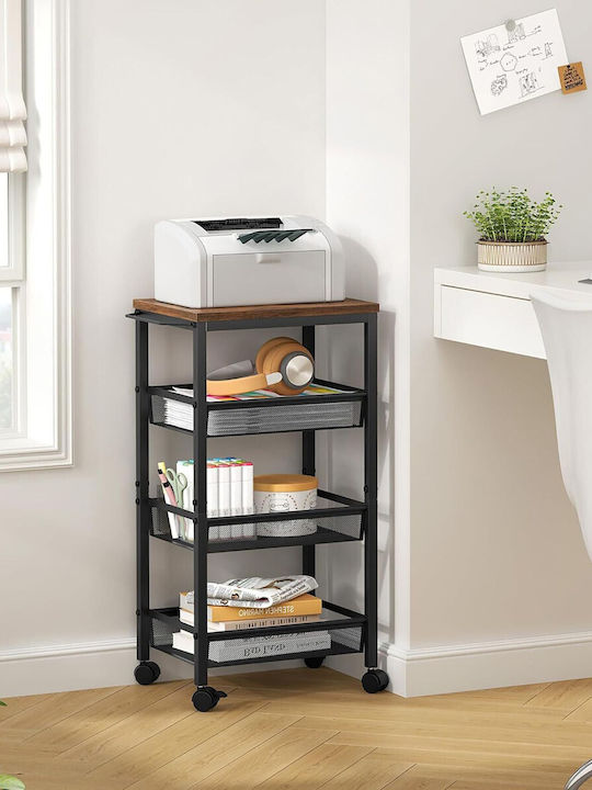 Relaxdays Troleu De Bucătărie Metalic Cu 4 Locuri Negru 45.5x13x77cm