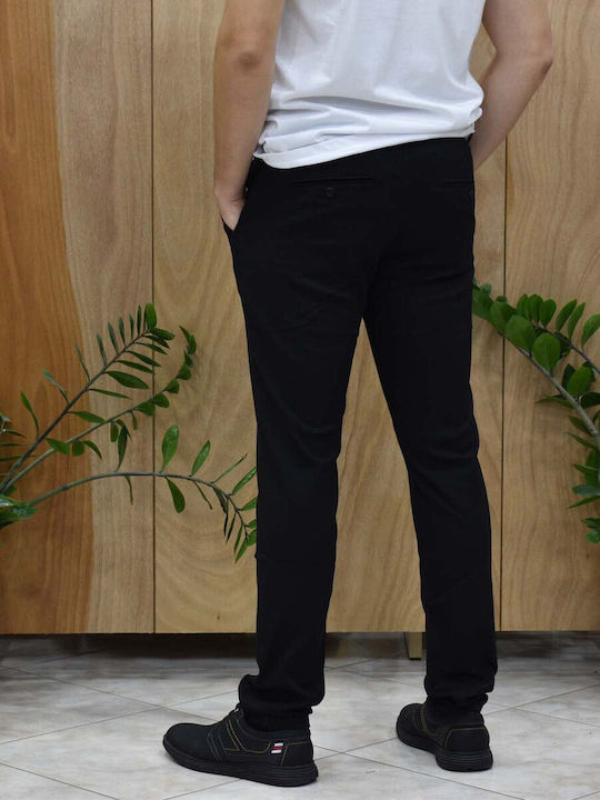 Chino Trousers Elastic in Slim Fit Black