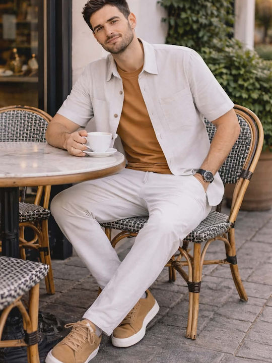 Trousers Set in Loose Fit Beige-Melange