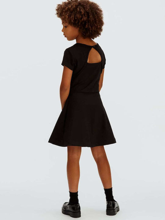 Punto Girls Dress Short Sleeve Black
