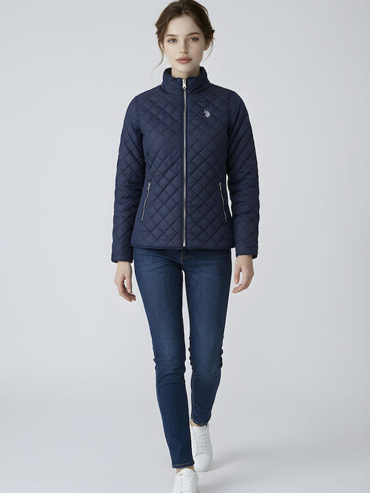 Women's Short Puffer Jacket for Winter Blue