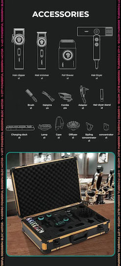 Professional Men’s Grooming Kit 4 1 Charging Base VGR Stepless Pro