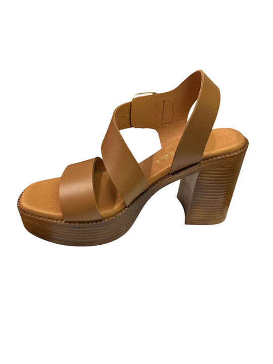 Leather Sandals Tabac Brown