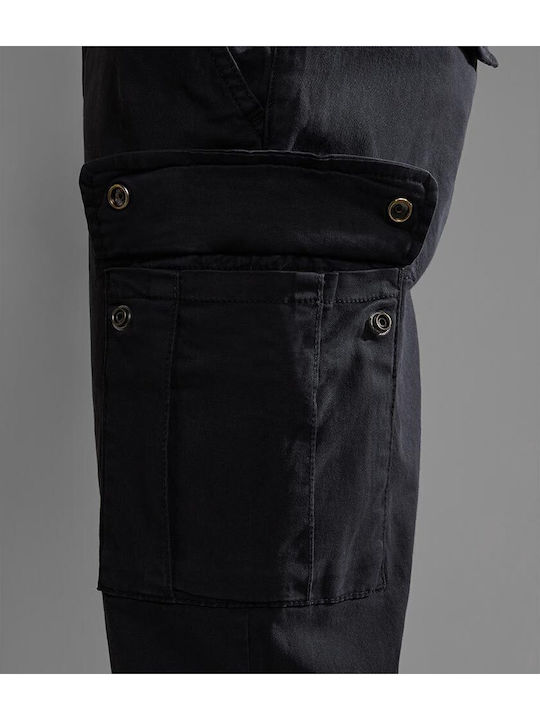 Yasuni Trousers Cargo Elastic in Regular Fit Black