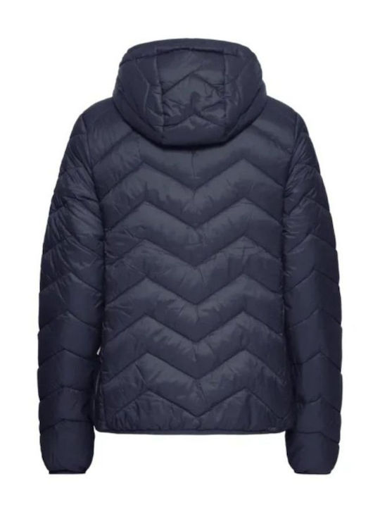 Γυναικείο Puffer Μπουφάν για Χειμώνα Μπλέ