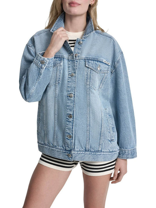 Damen Jean Jacken Hellblau