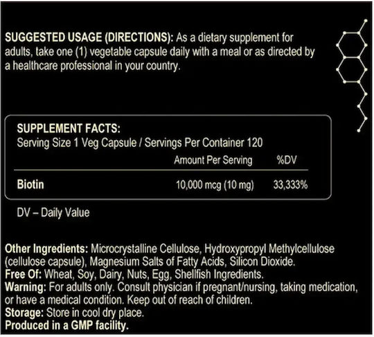 Fuel Up Biotin Vitamin for Hair Skin and Nails 120 Vegetable Capsules 1 Piece