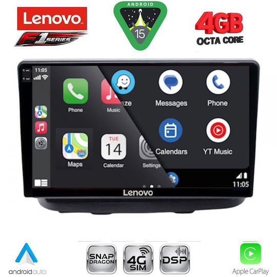 Lenovo Ηχοσύστημα Αυτοκινήτου για Fiat Doblo 2002-2009 (Bluetooth/USB/WiFi/GPS/Apple-Carplay/Android-Auto) με Οθόνη Αφής 10"