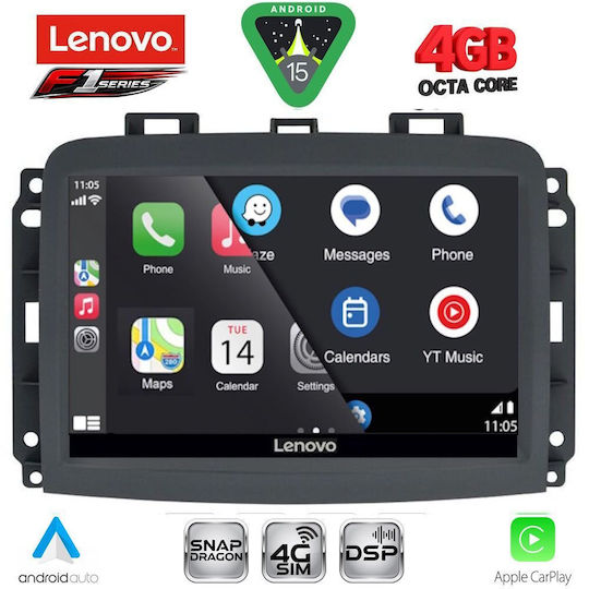 Lenovo Ηχοσύστημα Αυτοκινήτου για Fiat 500L 2012-2022 (Bluetooth/USB/WiFi/GPS/Apple-Carplay/Android-Auto) με Οθόνη Αφής 10"