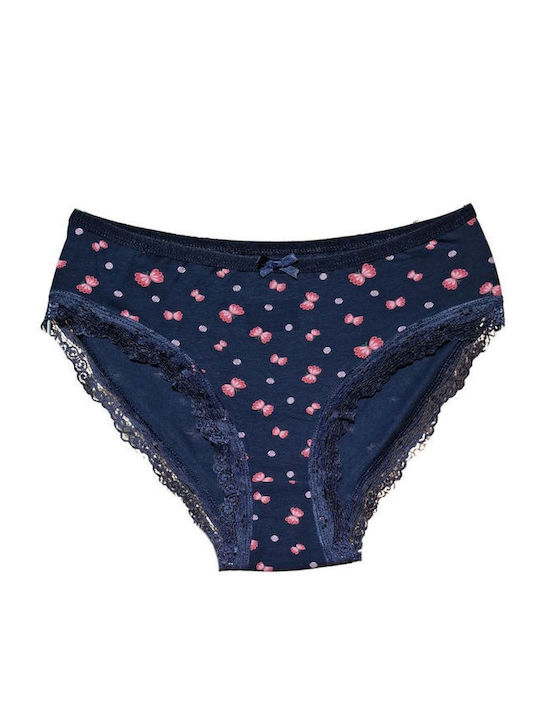 1507 Baumwoll Damen-Slips MultiPack mit Spitze Mehrfarbig