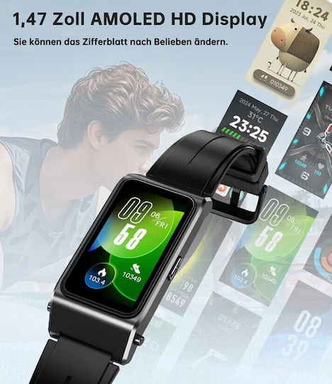 Oukitel BT11 Titanium Smartwatch με Παλμογράφο (Μαύρο)