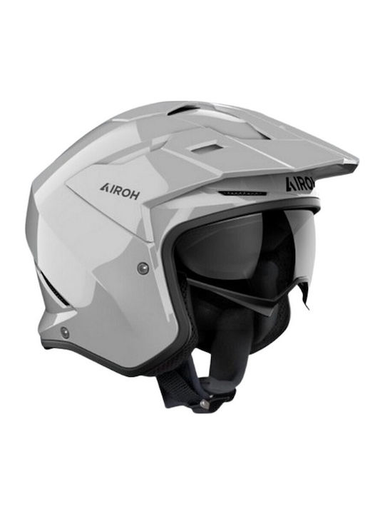 Airoh Kombakt Concrete Grey Gloss Motorcycle Helmet Jet ECE 22.06 1150gr with Sunvisor