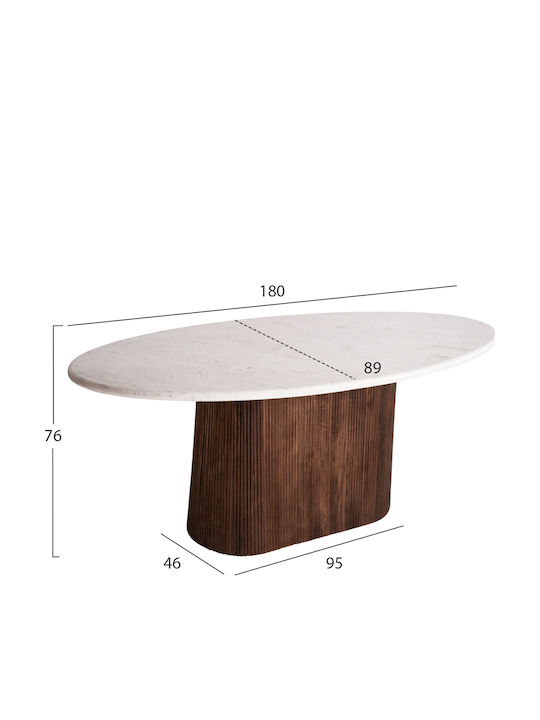 Purger Masă Sala de mese cu Suprafață de Marmură Alb 180x90x76buc