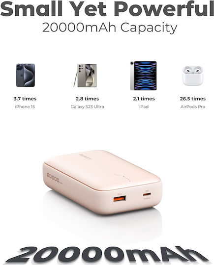Aukey Mini Power Bank 20000mAh 22.5W Pink