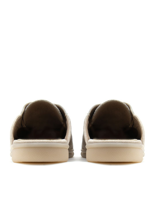 Suede Mules With High Heel In Beige Colour