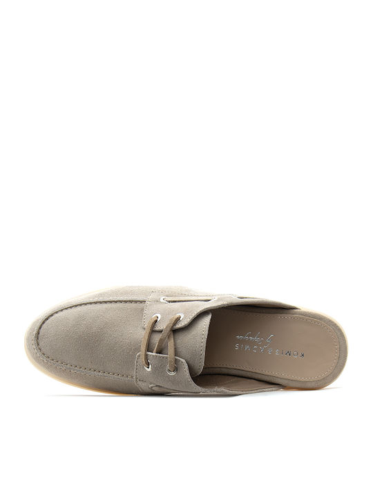 Suede Mules With High Heel In Beige Colour