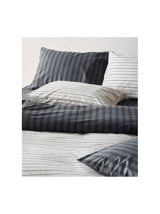 Kentia Arlo Super-Double Bed Sheets Set with Rubber Hugger 160x200+35cm Gray 4 Pieces