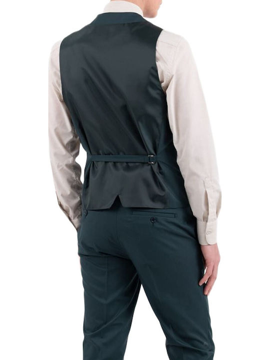 Summer Men's Suit with Vest Slim Fit Green