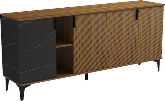 Μπουφές Riba από Ξύλο & Μέταλλο Καρυδί-μαύρη 180x40x78cm