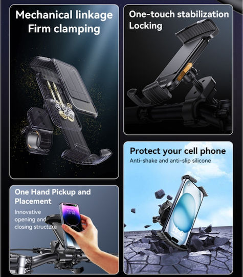 Bicycle Phone Holder 360 Rotation One-touch Stabilization 4.7-7 Inch Yesido Black