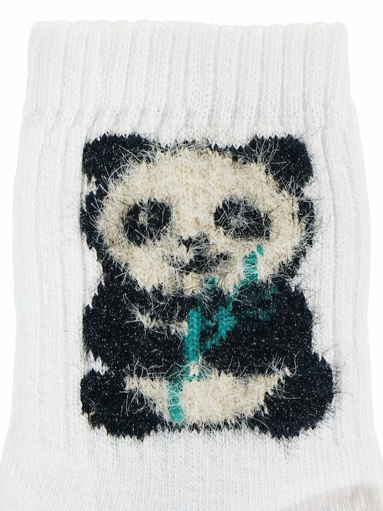 Unlu Kids' Socks White Panda Hugs