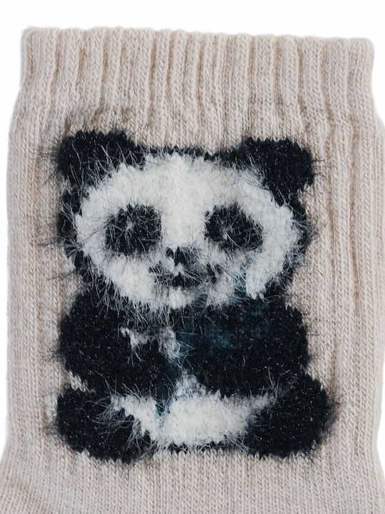 Unlu Kids' Socks Beige Panda Hugs