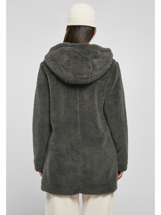 Damenmäntel Sherpa Braun Damenmantel mit Fell Details