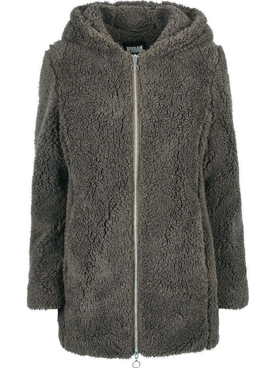 Damenmäntel Sherpa Braun Damenmantel mit Fell Details