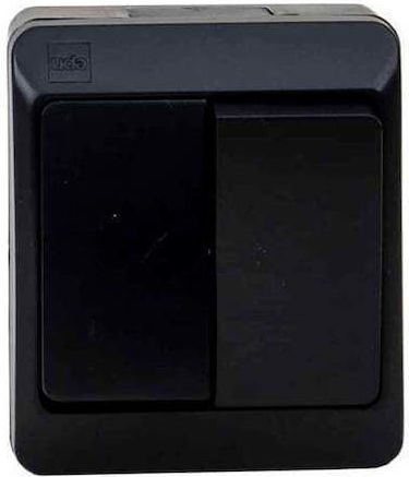 Waterproof Recessed Wall Switch Double Black